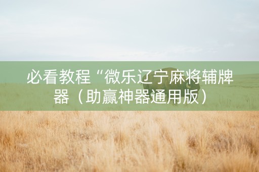 必看教程“微乐辽宁麻将辅牌器（助赢神器通用版）