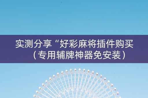 实测分享“好彩麻将插件购买（专用辅牌神器免安装）