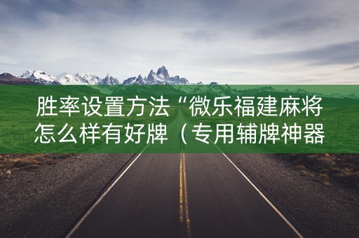 胜率设置方法“微乐福建麻将怎么样有好牌（专用辅牌神器免安装）