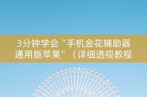 3分钟学会“手机金花辅助器通用版苹果”（详细透视教程）-哔哩哔哩