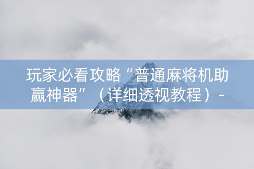 玩家必看攻略“普通麻将机助赢神器”（详细透视教程）-哔哩哔哩