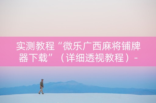 实测教程“微乐广西麻将铺牌器下载”（详细透视教程）-哔哩哔哩