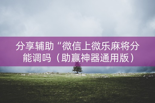 分享辅助“微信上微乐麻将分能调吗（助赢神器通用版）