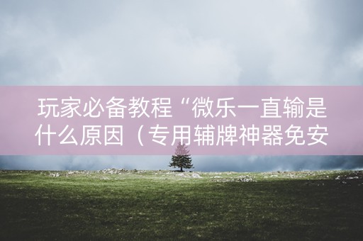 玩家必备教程“微乐一直输是什么原因（专用辅牌神器免安装）