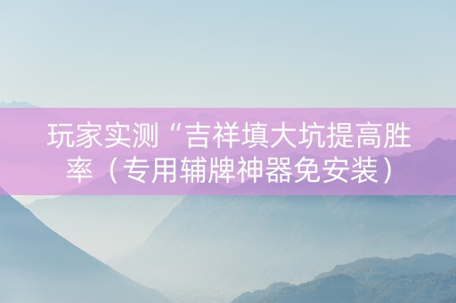 玩家实测“吉祥填大坑提高胜率（专用辅牌神器免安装）