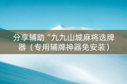 分享辅助“九九山城麻将选牌器（专用辅牌神器免安装）
