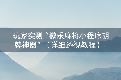 玩家实测“微乐麻将小程序胡牌神器”（详细透视教程）-哔哩哔哩
