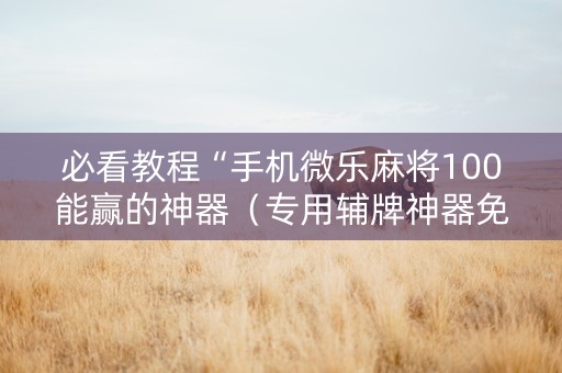 必看教程“手机微乐麻将100能赢的神器（专用辅牌神器免安装）