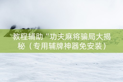 教程辅助“功夫麻将骗局大揭秘（专用辅牌神器免安装）