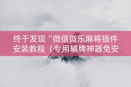 终于发现“微信微乐麻将插件安装教程（专用辅牌神器免安装）