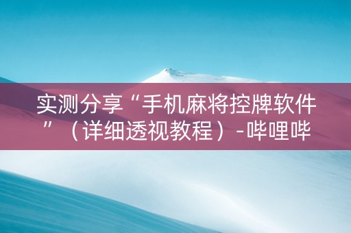 实测分享“手机麻将控牌软件”（详细透视教程）-哔哩哔哩