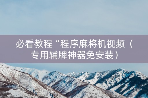 必看教程“程序麻将机视频（专用辅牌神器免安装）