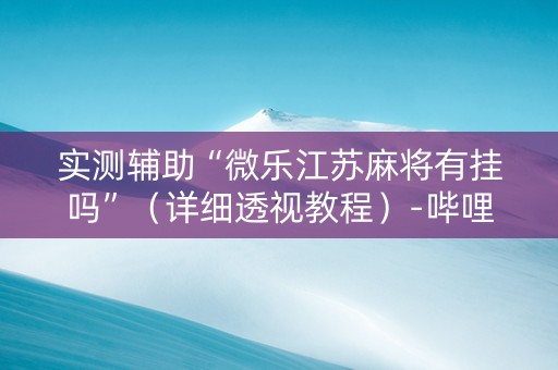 实测辅助“微乐江苏麻将有挂吗”（详细透视教程）-哔哩哔哩