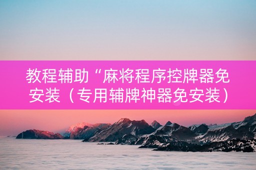 教程辅助“麻将程序控牌器免安装（专用辅牌神器免安装）