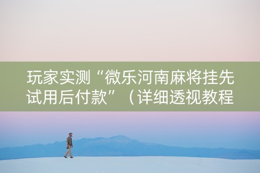 玩家实测“微乐河南麻将挂先试用后付款”（详细透视教程）-哔哩哔哩