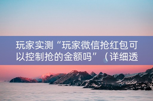 玩家实测“玩家微信抢红包可以控制抢的金额吗”（详细透视教程）-哔哩哔哩