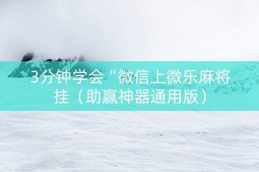 3分钟学会“微信上微乐麻将挂（助赢神器通用版）