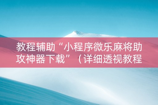 教程辅助“小程序微乐麻将助攻神器下载”（详细透视教程）-哔哩哔哩