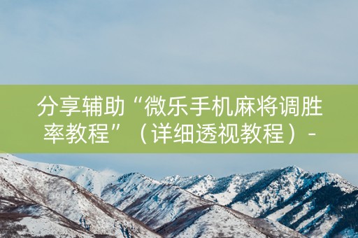 分享辅助“微乐手机麻将调胜率教程”（详细透视教程）-哔哩哔哩