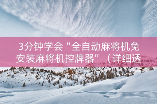 3分钟学会“全自动麻将机免安装麻将机控牌器”（详细透视教程）-哔哩哔哩