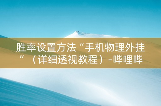 胜率设置方法“手机物理外挂”（详细透视教程）-哔哩哔哩