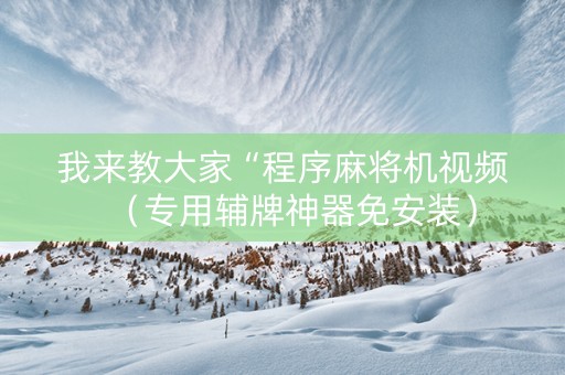 我来教大家“程序麻将机视频（专用辅牌神器免安装）