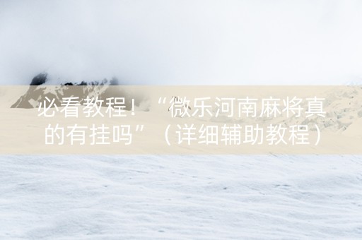 必看教程！“微乐河南麻将真的有挂吗”（详细辅助教程）-哔哩哔哩