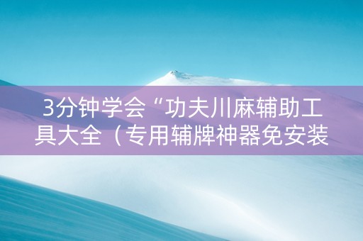 3分钟学会“功夫川麻辅助工具大全（专用辅牌神器免安装）