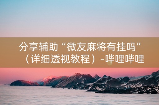 分享辅助“微友麻将有挂吗”（详细透视教程）-哔哩哔哩