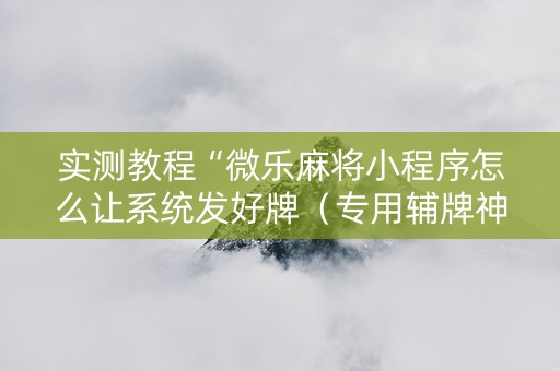 实测教程“微乐麻将小程序怎么让系统发好牌（专用辅牌神器免安装）