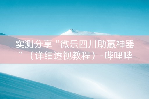 实测分享“微乐四川助赢神器”（详细透视教程）-哔哩哔哩