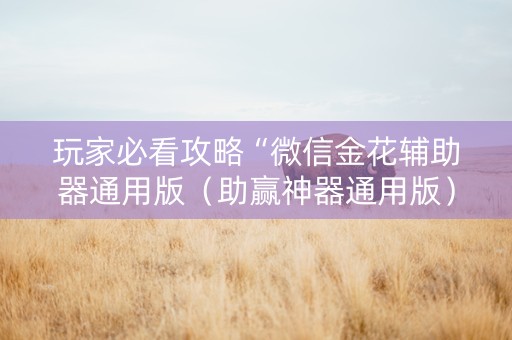 玩家必看攻略“微信金花辅助器通用版（助赢神器通用版）