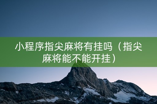 小程序指尖麻将有挂吗（指尖麻将能不能开挂）