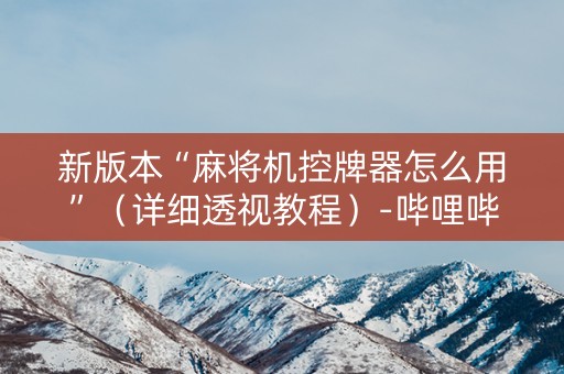 新版本“麻将机控牌器怎么用”（详细透视教程）-哔哩哔哩