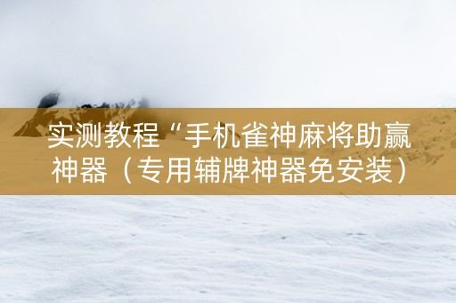 实测教程“手机雀神麻将助赢神器（专用辅牌神器免安装）