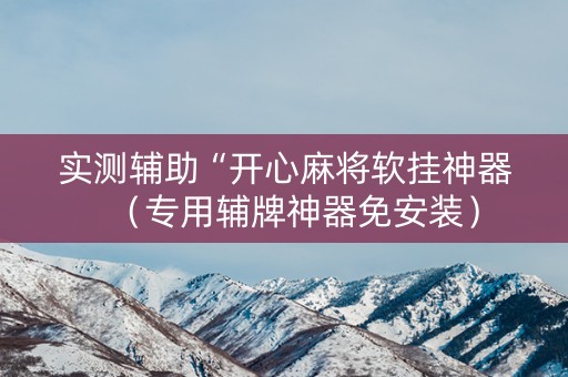 实测辅助“开心麻将软挂神器（专用辅牌神器免安装）