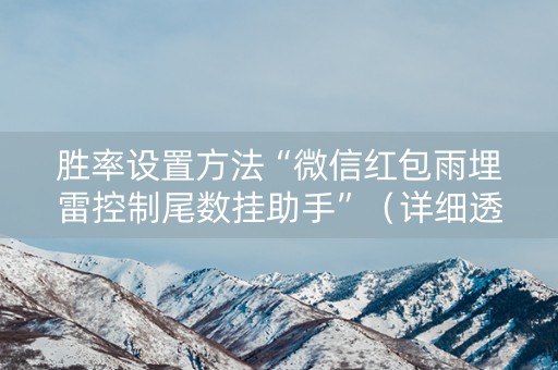 胜率设置方法“微信红包雨埋雷控制尾数挂助手”（详细透视教程）-哔哩哔哩