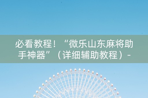 必看教程！“微乐山东麻将助手神器”（详细辅助教程）-哔哩哔哩