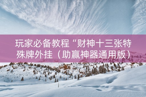 玩家必备教程“财神十三张特殊牌外挂（助赢神器通用版）