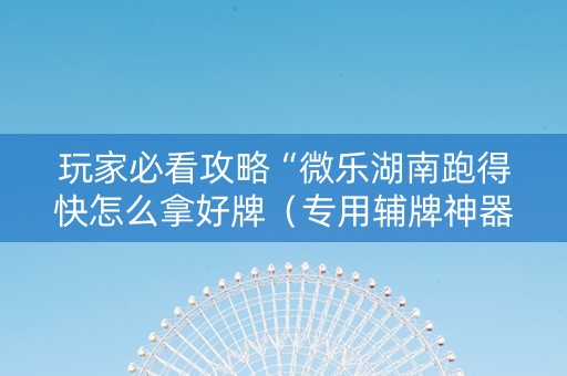 玩家必看攻略“微乐湖南跑得快怎么拿好牌（专用辅牌神器免安装）