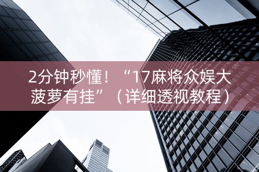 2分钟秒懂！“17麻将众娱大菠萝有挂”（详细透视教程）-哔哩哔哩