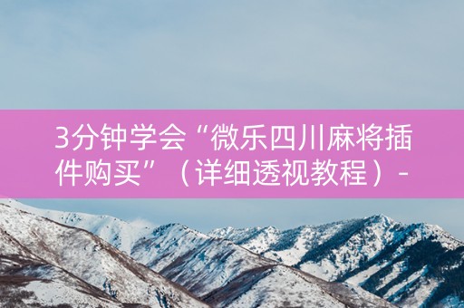 3分钟学会“微乐四川麻将插件购买”（详细透视教程）-哔哩哔哩