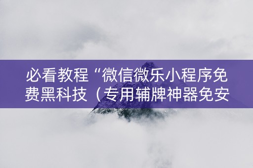 必看教程“微信微乐小程序免费黑科技（专用辅牌神器免安装）