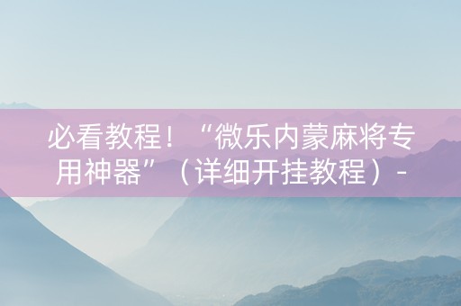 必看教程！“微乐内蒙麻将专用神器”（详细开挂教程）-哔哩哔哩