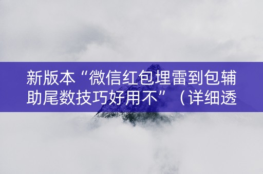 新版本“微信红包埋雷到包辅助尾数技巧好用不”（详细透视教程）-哔哩哔哩