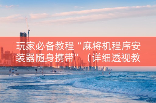 玩家必备教程“麻将机程序安装器随身携带”（详细透视教程）-哔哩哔哩