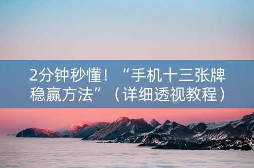 2分钟秒懂！“手机十三张牌稳赢方法”（详细透视教程）-哔哩哔哩