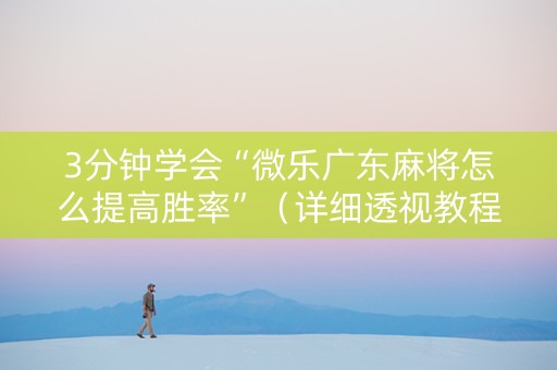 3分钟学会“微乐广东麻将怎么提高胜率”（详细透视教程）-哔哩哔哩