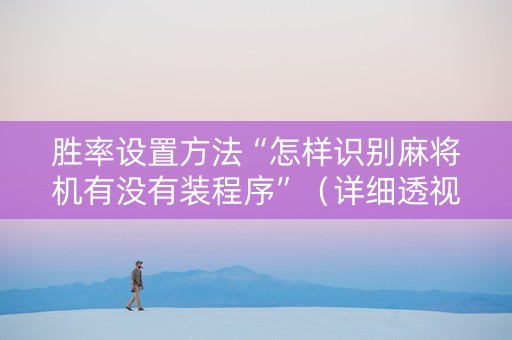 胜率设置方法“怎样识别麻将机有没有装程序”（详细透视教程）-哔哩哔哩