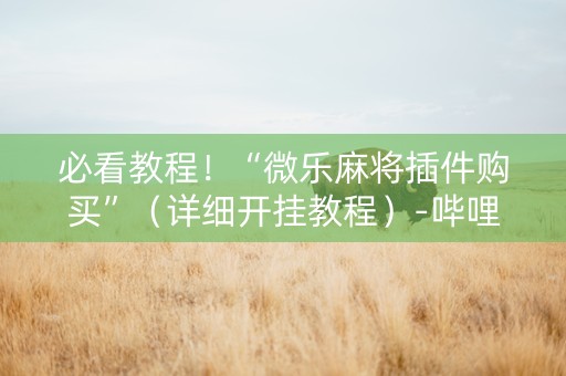必看教程！“微乐麻将插件购买”（详细开挂教程）-哔哩哔哩
